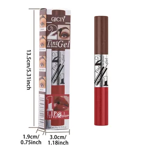 QICIY 2-in-1 wasserfestes Augenbrauen-Gel und Lippen-Tattoo mit Verpackungsabmessungen