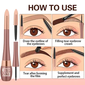 How to use guide for 2-in-1 waterproof peel-off eyebrow gel and pencil kit.