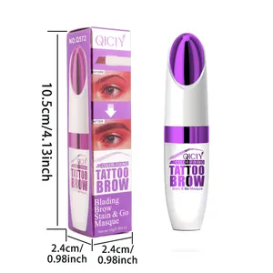 Dimensions and size guide for QICIY waterproof peel-off tattoo brow masque and packaging