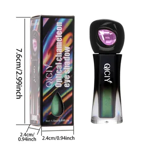 Detail showing QICIY chameleon liquid eye shadow dimensions and original packaging