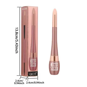 Detailed dimensions of QICIY 2-in-1 peel-off eyebrow gel and liner set with retail box.