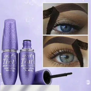 Detailed view of QICIY peel-off eyebrow gel bottles and the waterproof application effect