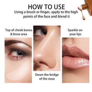Πώς να χρησιμοποιήσετε υγρό highlighter στα ζυγωματικά, τη μύτη και τα χείλη για λάμψη