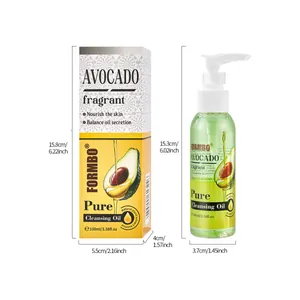 FORMBO Avocado Pure Reinigingsolie 100ml fles en verpakking met productafmetingen