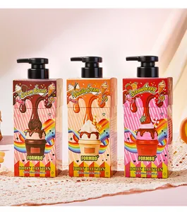 Detailoverzicht van FORMBO bodylotion set met koekjes-, vanille- en aardbeiengeuren