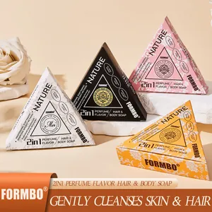 Two-In-One Perfume Hair And Body Soap Triangular Shape Plant Extract Moisturizing Oil Control Deep Cleansing Skin Care Bar Soap For Adults