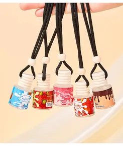Set of FORMBO hanging car air fresheners in colorful decorative glass bottles for vehicles