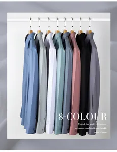 Men's silk long sleeve shirts in 8 colors with premium non-iron wrinkle-free finish
