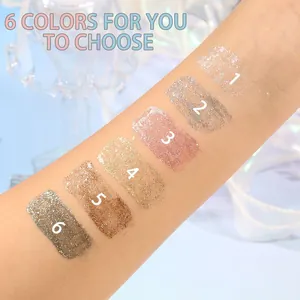 Arm-Swatches von sechs funkelnden Glitzer-Eyeliner-Farbtönen für ein glamouröses Make-up