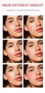 Visual guide showing six different application methods for a cream blush stick on face