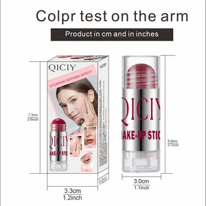 QICIY solid blush stick dimensions with packaging and product measurements in cm and inch
