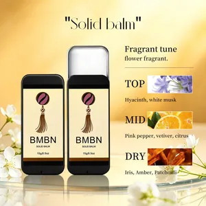 Notas detalladas de la fragancia del bálsamo sólido BMBN con capas de olor TOP, MID y DRY.