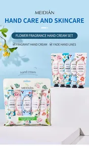Floral fragrance hand cream set featuring five unique scents for skincare