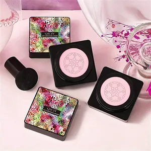 Detail shot of pink air cushion blushers featuring a mushroom head sponge applicator tool