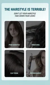 Comparaison visuelle des problèmes de cheveux plats et naturels avec spray