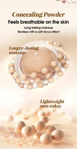 Close-up of lightweight concealing powder beads for long-lasting flawless makeup finish