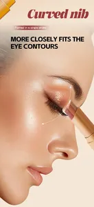 Detail shot of a four-color gradient eyeshadow stick with a unique curved nib design