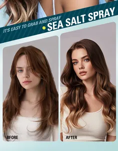 Comparaison avant et après du volume et de la texture des cheveux avec spray au sel.