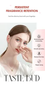 Professional detail showing features of fruit fragrance moisturizing hand cream for skin repair