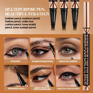 BMBM waterproof four-tip eyebrow pen showing various makeup uses for eyes and hairline