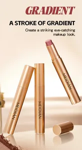 Detailed view of dual-tone shimmer gradient eyeshadow stick in champagne gold casing