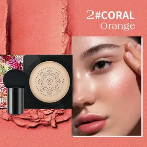 Close-up of 2# Coral Orange mushroom head cushion BB cream showing skin makeup effect