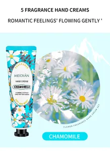 Detail of MEIDIAN chamomile fragrance hand cream tube with moisturizing daisy extract