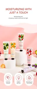 Detail showing MEIDIÁN fruit fragrance hand cream set with five moisturizing scents