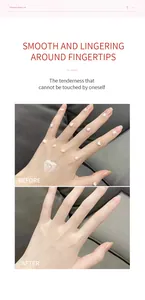 Before and after comparison of moisturizing fruit fragrance hand cream on smooth hands