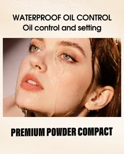 Macro shot demonstrating waterproof oil control powder compact performance on wet skin