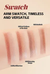 Detailed arm swatches of four-color pearl and glitter eyeshadow sticks on fair skin
