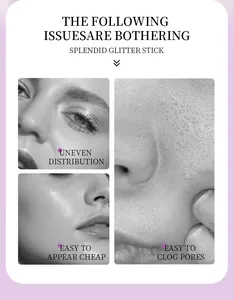 Detailed comparison showing skin issues like clogged pores with low-quality glitter balm
