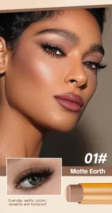 Professional matte earth-tone eyeshadow stick shown in a detailed makeup application