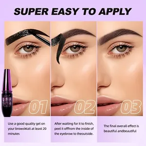 QICIY peel-off eyebrow tattoo gel tutorial showing steps for a long-lasting look
