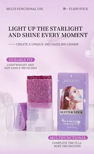 Macro detail of MEIDIAN holographic purple glitter stick for face hair and body