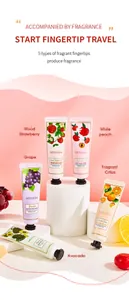 Detailed view of 5-piece fruit scented moisturizing hand cream gift set in elegant packaging