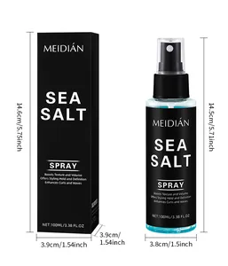Spray capillaire au sel de mer et boîte avec dimensions pour la tenue du style