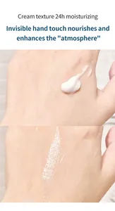 Detailed view of nourishing hand cream texture demonstrating effective 24h hydration