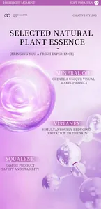 Detail of purple glitter stick showing mineral oil and squalene ingredients for skin.