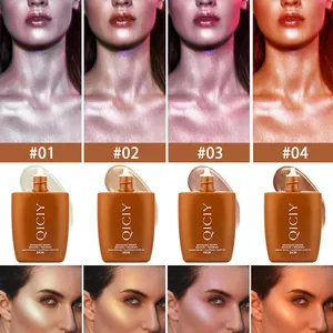 Σύγκριση τεσσάρων λαμπερών αποχρώσεων bronzing drops στο πρόσωπο και στο σώμα