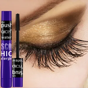 Macro detail of QICIY waterproof mascara brush and long-lasting curled eyelashes.