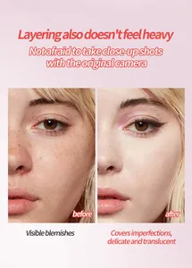 Vorher-Nachher-Vergleich der Abdeckung von Sommersprossen durch ein Concealer-Kissen