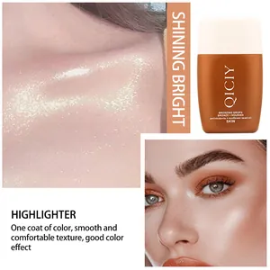 Μακροεπισκόπηση του υγρού highlighter QICIY με shimmer εφέ στο δέρμα και το πρόσωπο