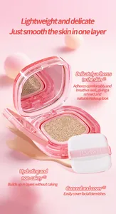 Makroansicht des TIANWEI Concealer-Kissens mit rosa Kristallgehäuse und Quaste.