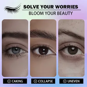 Comparison of common eyelash makeup issues like caking, collapse and unevenness.