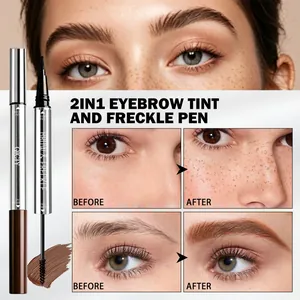 Detail view showing before and after results of QICIY 2-in-1 eyebrow and freckle pen