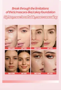 Vor- und Nachher-Vergleich des Concealer-Kissens für makellose, lange Deckkraft.
