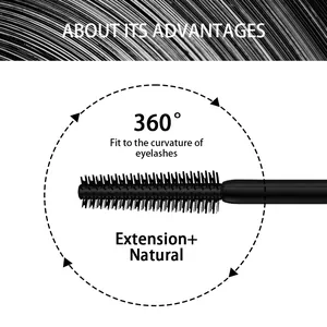 Detail of mascara brush showing 360-degree fit for natural eyelash extension