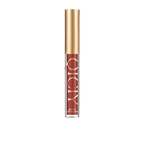 QICIY long-lasting matte liquid lip gloss in deep red shade with elegant gold cap