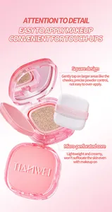 Detailansicht der TIANWEI rosa quadratischen Cushion Foundation mit weichem Puderquast.